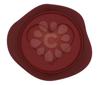 Royalty Free Clipart Image of a Wax Stamp With a Heart