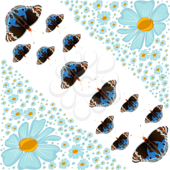 Abstract flowers and butterflies, file EPS.8 illustration.