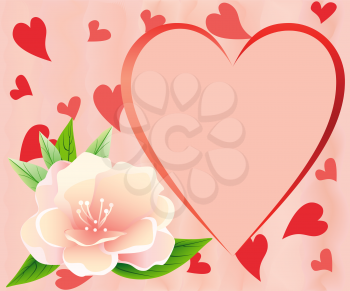 Heart with pink flower, file EPS.8 illustration.