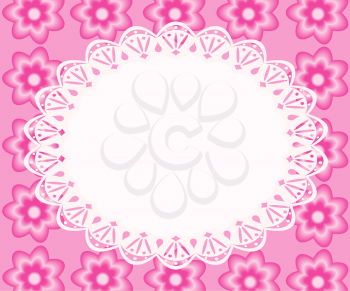 Lace frame with pink flowers, file illustration EPS.8 illustration.