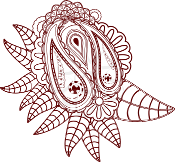 Original hand drawn line art ornate flower, EPS8 - vector graphics.