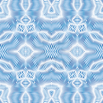 Striped blue waves geometric seamless ornament , EPS8 - vector graphics.