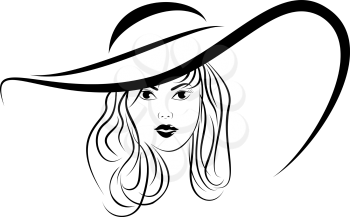 Woman face in hat vector illustration