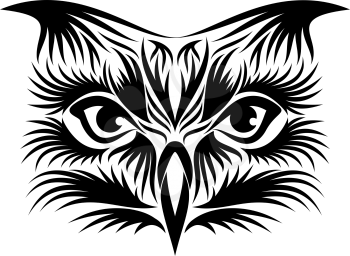Stylized Black Owl Line Drawing