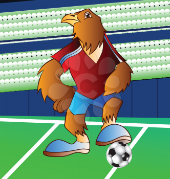 Royalty Free Clipart Image of an Eagle Mascot With a Soccer Ball