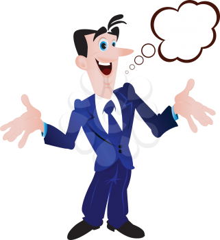 Royalty Free Clipart Image of a Man in a Suit With a Speech Bubble