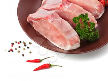 raw meat with parsley and pepper