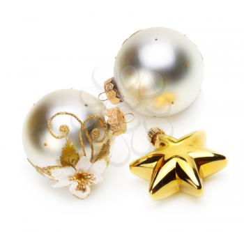 Christmas balls and stars isolated