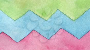 Abstract watercolor zigzag painted background. Texture paper .