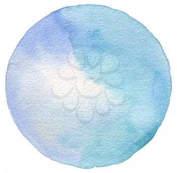 Circle watercolor painted background. Paper texture.