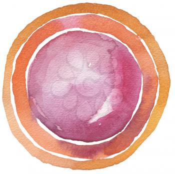 Circle watercolor painted frame background. Texture paper. Isolated.