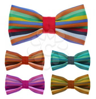 Bow tie with color rainbow strip. isolated on white.