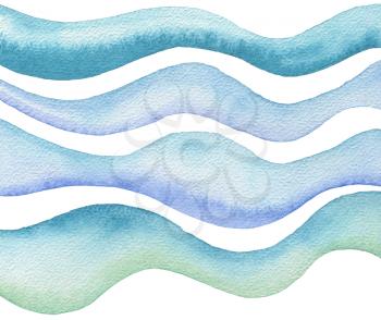 Abstract wave watercolor painted background. Paper texture. Isolated. Collection.