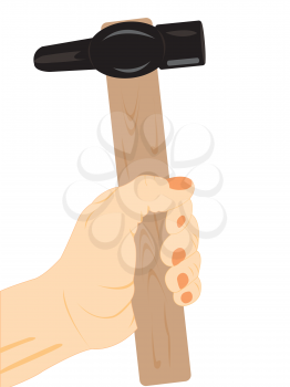 Royalty Free Clipart Image of a Hand With a Hammer