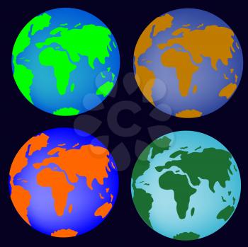 Royalty Free Clipart Image of Four Planets
