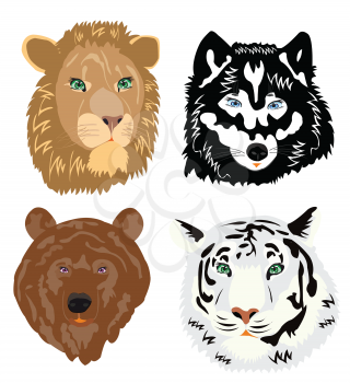 Royalty Free Clipart Image of Wildlife Faces