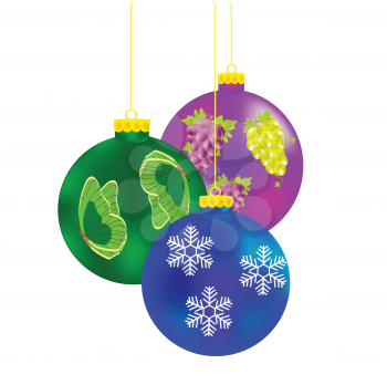 Royalty Free Clipart Image of Hanging Tree Ornaments