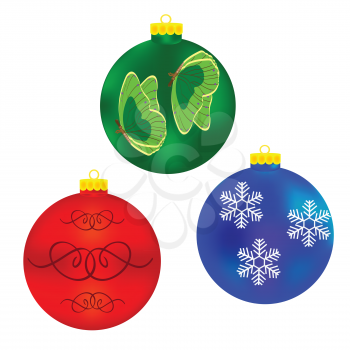 Royalty Free Clipart Image of Three Ornaments