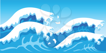 Illustration of the seagoing waves and blue sky
