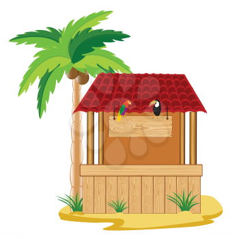 Vector illustration of the wooden building on song
