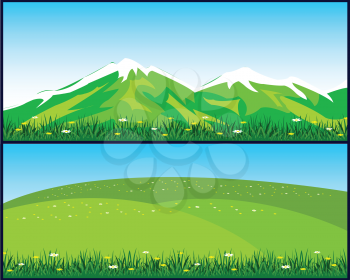 Vector illustration of the year landscapes with mountain and hill