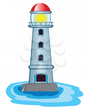 Vector illustration of the lighthouse on white background