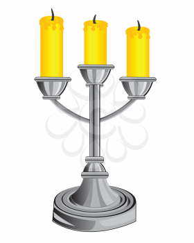 Vector illustration of the candlestick on three candles