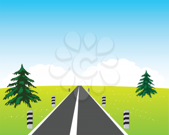 The Main road in year field.Vector illustration