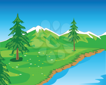 The Beautiful year landscape seeshore.Vector illustration natures