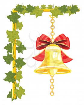 The Bell from gild hungs on chain.Vector illustration