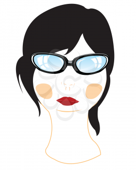 Person of the girl bespectacled on white background is insulated