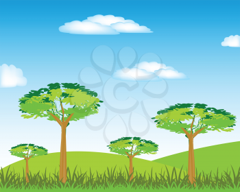 Vector illustration of the year landscape with tree