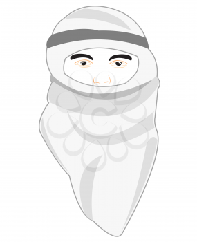 Vector illustration men moslem in national headdress on white background