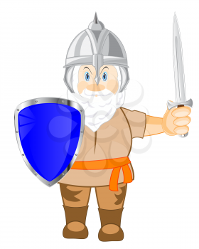 Warrior with blade and in send on white background is insulated