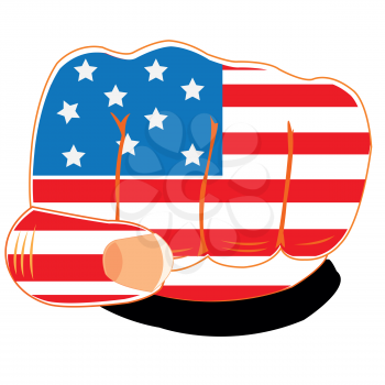 Vector illustration of the flag of the america on fist of the person