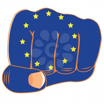 Vector illustration of the flag of the europe on fist of the person