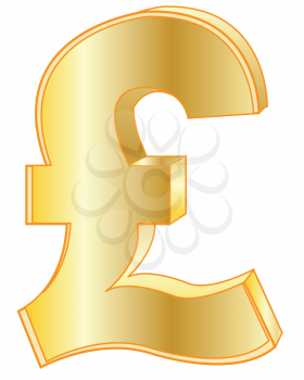 Sign pound sterling from gild on white background is insulated