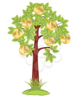 The Money tree on white background is insulated.Vector illustration