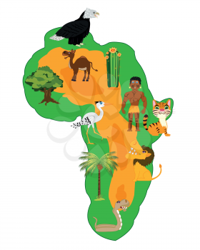 Living nature and plants of the continent africa on white background