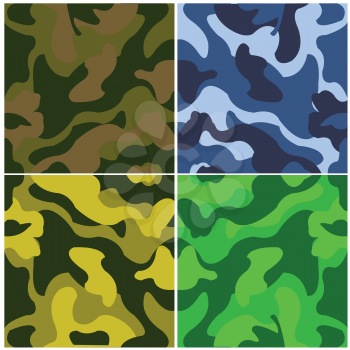 Several samples spotted camouflage fabrics for army