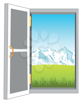 Openning door in nature on white background is insulated