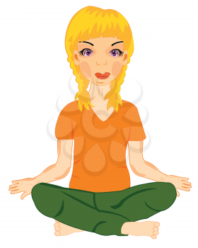 Making look younger attractive woman concerns with meditation