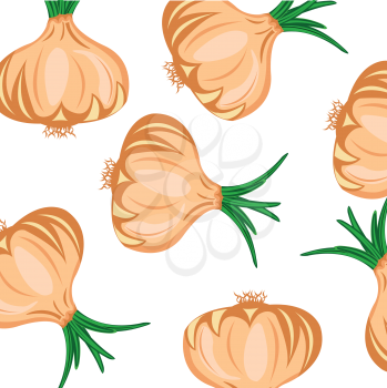 Vector seamless pattern with hand drawn onions