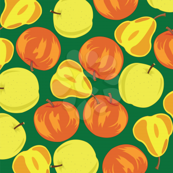 Fruit background from red and yellow apple and pears