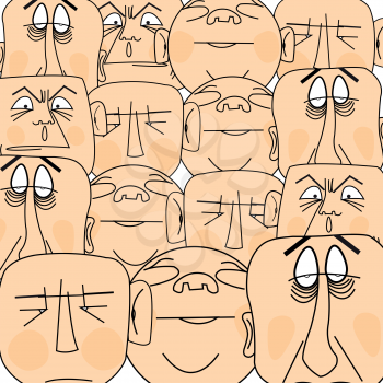 Background from ensemble of the male persons and facial expression