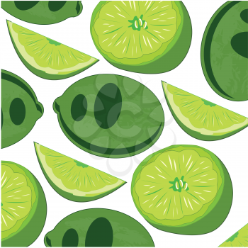 Vector illustration of the decorative pattern of the tropical fruit lime