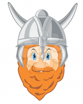 Portrait of the bearded warrior of the viking in defensive send