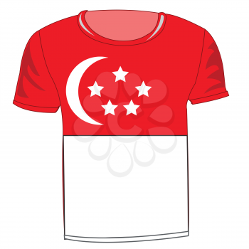 T-shirt flag Singapore on white background is insulated