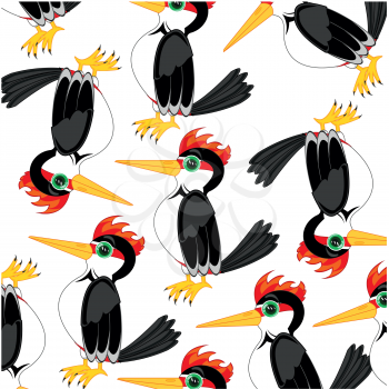 Vector illustration of the cartoon of the bird woodpecker pattern