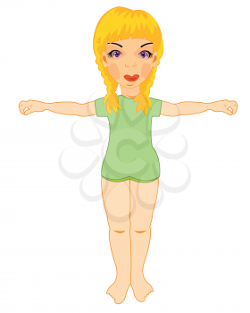 Vector illustration of the beautiful young girl concerning with matutinal atheletics
